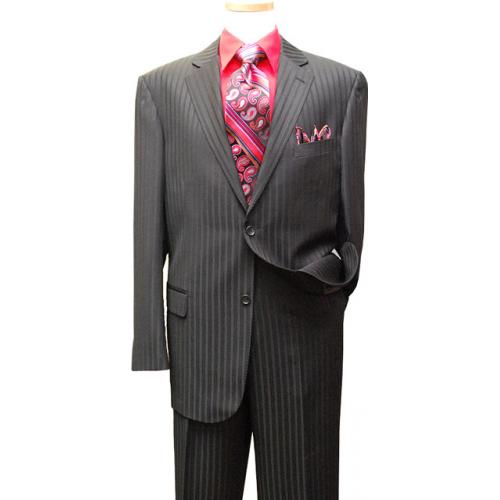 Jeffrey Banks Black Shadow Stripes Super 140's  Wool Suit 2389 / 8003